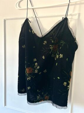 Zara Black Floral Velvet Slip Tank